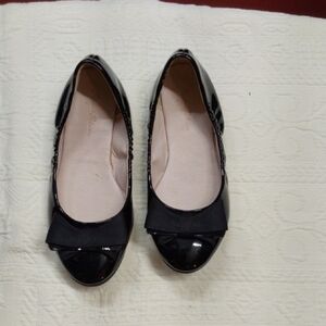 Girls Black Patent Bow Ballet  Flats